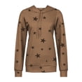 thumbnail image 3 of LUXUR Ladies Sweatshirt Stars Print Pullover Drawstring Hoodies Loose Fit Hooded Tops Long Sleeve Khaki XXL, 3 of 7