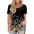 thumbnail image 1 of Pompotops Mode T-shirt Décontracté à Manches Courtes en Dentelle Col Rond Imprimé pour Femmes, 1 of 5