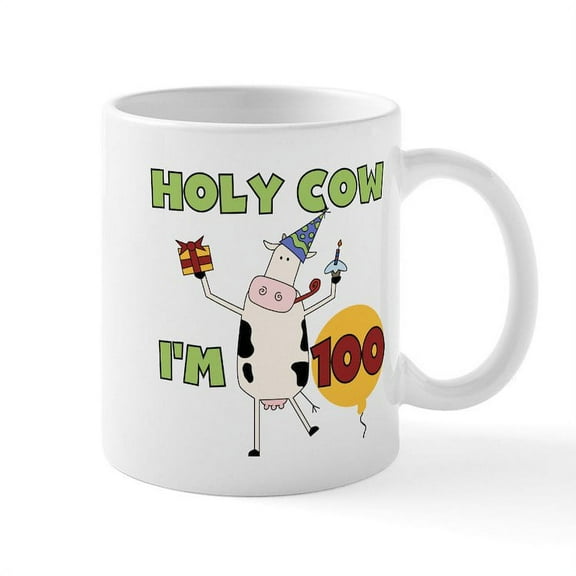 CafePress - Cow 100Th Birthday Mug - 11 oz Ceramic Mug - Novelty Coffee Tea Cup