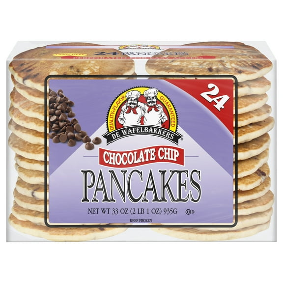 De Wafelbakkers Chocolate Chip Pancakes, 33 oz, 24 Count Bag (Frozen)