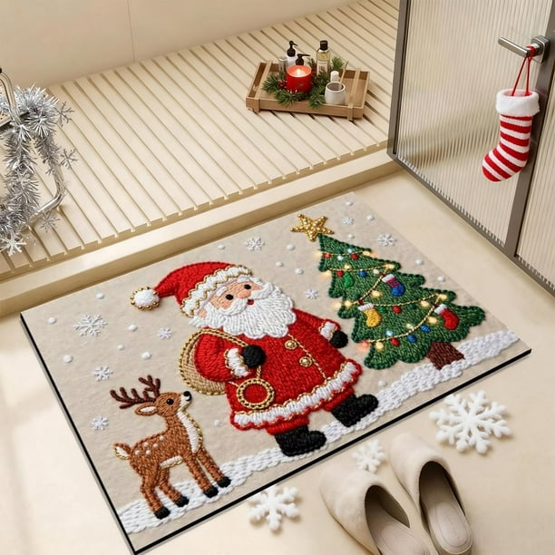 Alfombras de baño, tapete de baño, alfombra de área, alfombras para sala de estar, tapetes de baño navideños de punto, tapetes absorbentes, tapetes para pies de baño, tapetes para la puerta de entrada