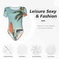 thumbnail image 4 of Bingfone Motif Vintage Surf Van Plage Justaucorps Col Rond pour Femmes, Bouton Pression Manches Courtes Justaucorps, Adapté pour Fête, Sports, Usage Quotidien-Grand, 4 of 7