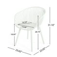 thumbnail image 5 of GDF Studio 7-Piece Outdoor Patio Dining Set, 63" Rectangle Wood Table & PP Armchairs, White+Teak, 5 of 13
