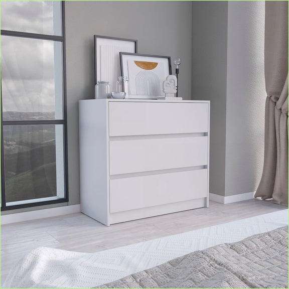 Dressers, 3-Drawer Chest of Drawers, 30"W x 31"H | White | Particle Board