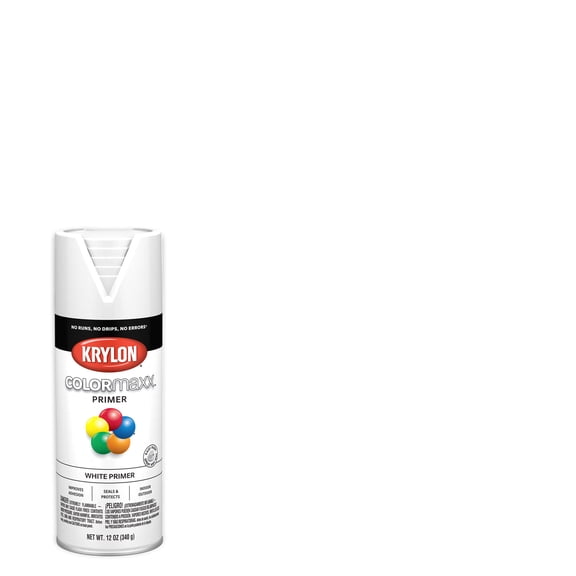 Krylon COLORmaxx Primer, Flat, White, 12 oz