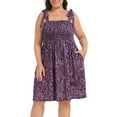 thumbnail image 4 of HDE Womens Plus Size Romper Dress with Built in Shorts & Pockets Black Watercolor Floral 3X, 4 of 7