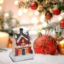 AuroraX Luminous Christmas Decoration Lights Up Modern Resin Figurines Iridescent Small House for Desktop,Office,Birthday Decor