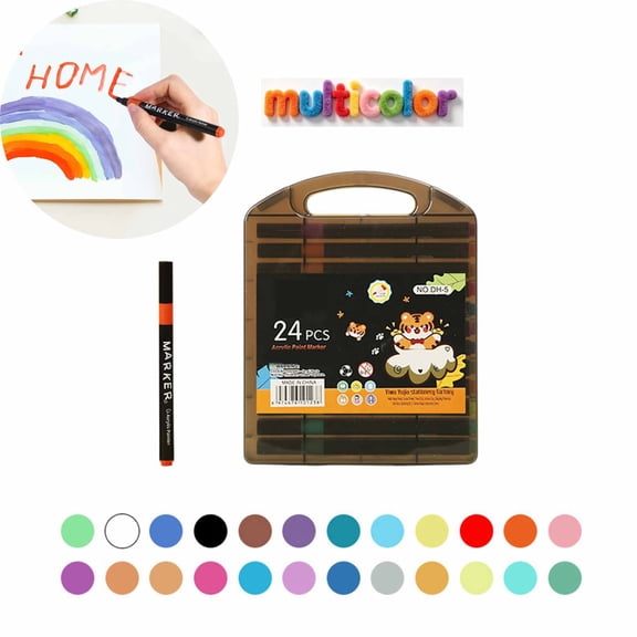 FEOLGEHLY Professional Multi Colored Pens, Cute Watercolor Art Drawing Markers Low Odor Fine Tip Permanent Sketch Markers, Quick Dry Art Paint Markers for Office, Affordable Bulk 24 Colored Pen Packs