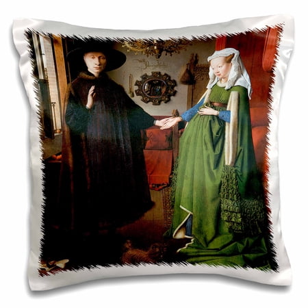 Portrait of Giovanni Arnolfini and His Wife by Jan Van Eyck 16x16 inch Pillow Case pc-127150-1