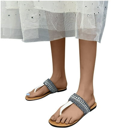 

Flip Flops for Women Girls Thong Slide Sandals - Summer Dressy Bohemian Travel Flat Sandals Cute Low Wedge Summer Open Toe Sandal Shoes