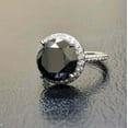 thumbnail image 3 of 3Ct Round Cut Black Diamond Halo Engagement Ring 14K White Gold Plated, 3 of 3