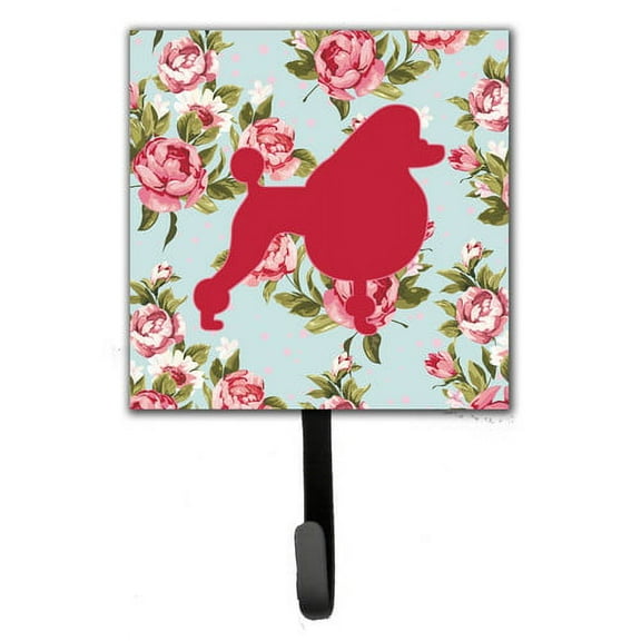 Caroline's Treasures BB1072-RS-BU-SH4 Poodle Shabby Chic Blue Roses Leash or Key Holder, Blue, Single Hook, multicolor