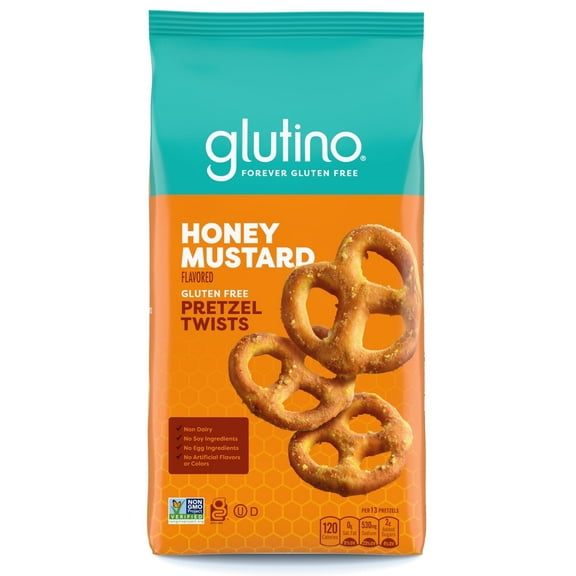 Glutino Gluten Free Honey Mustard Pretzel Twists, Gluten Free Snacks, 11 oz(3 pack)