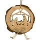 thumbnail image 1 of pstuiky Adornos navideños de madera con cuero, colgantes redondos tallados en madera, artesanías de madera para el hogar, colgantes para árbol de Navidad, 1 of 4