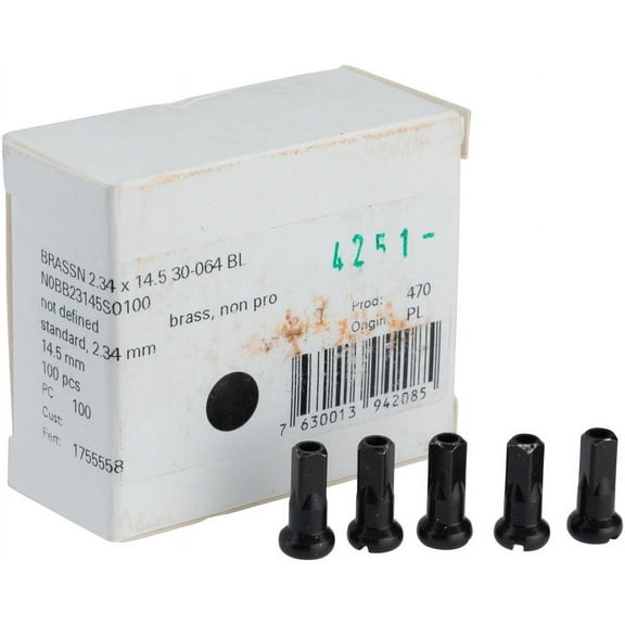 DT Swiss Standard Brass Spoke Nipples 2.34 x 14.5mm Black Box of 100 E-Bike Use