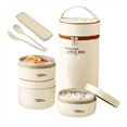thumbnail image 1 of Lonchera Portátil Acero Inoxidable 3 Piezas 1480ml Xtellar beige, 1 of 4