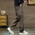 thumbnail image 3 of Pantalones de vestir holgados y finos de verano para hombre, pantalones de trabajo rectos, formales, anchos, sueltos, informales, ropa de calle, pantalones económicos, estéticos y atractivos, 3 of 5