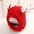 thumbnail image 2 of Winter Dog Beanie, Dog Hat, Knitted Dog Beanie, Knitted Cotton Blanket for Pets, Freie GrößE, Cute Beanie with Ears for Small Dogs (Red), 2 of 5
