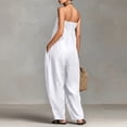 thumbnail image 4 of JULMCOMO Jumpsuits for Women Off Shoulder Sleeveless Summer Jumpsuits Tie Front Strapless Wide Leg Casual Baggy Overalls with Pockets White S, 4 of 4