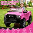 thumbnail image 4 of 12V Ride on Cars with Remote Control, Licensed Dodge RAM 2500 Kids Ride on Toys with Bluetooth, Music, MP3/USB Port, LED Light, 4 Wheeler Kids Electric Cars for Boys Girls Gifts, Pink, 4 of 8