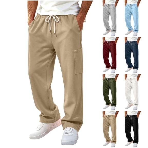 HomeDM Men's Wide Leg Sweatpants Drawstring Open Bottom Joggers with Pockets Casual Athletic Pants for Gym Workout