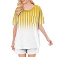 thumbnail image 6 of Miluxas Womens 2 Piece Lounge Set Striped Summer Casual Oversized Shirts Biker Shorts Matching Airport Travel Outfit Clothes Yellow XL(XL), 6 of 7