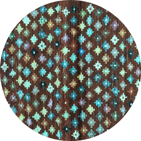 Ahgly Company Indoor Round Abstract Light Blue Contemporary Area Rugs, 4' Round