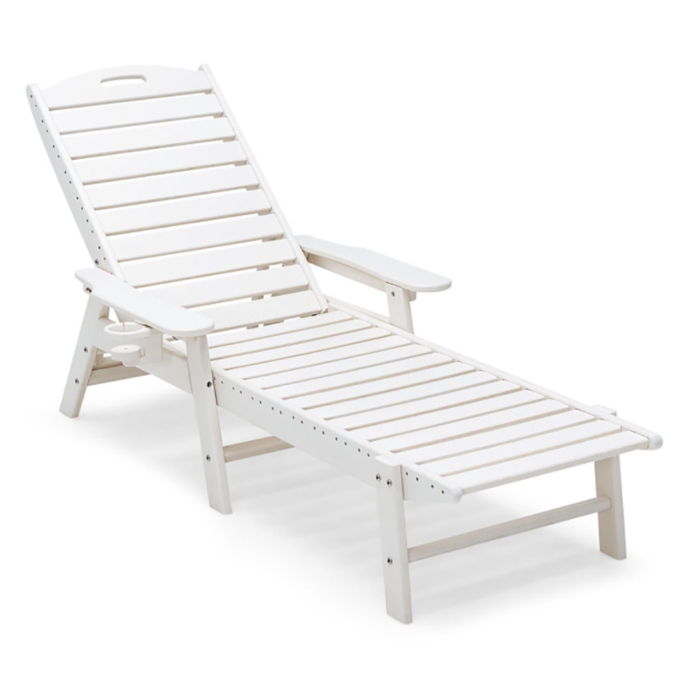 Aimee Lii Weatherproof Patio Lounge Chair with Adjustable Back and Cup Holder, Patio Loungers, White Aimee Lii Weatherproof Patio Lounge Chair with Adjustable Back and Cup Holder, Patio Loungers, White