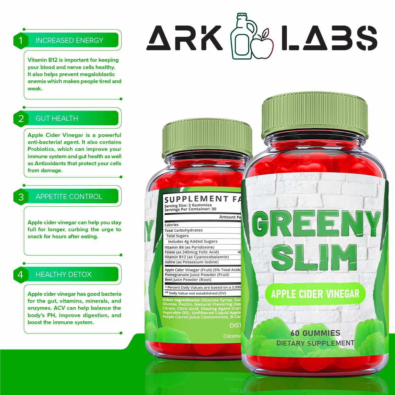 (2 Pack) Greeny Slim Keto ACV Gummies - Apple Cider Vinegar Supplement for Weight Loss - Energy & Focus Boosting Dietary Supplements for Weight Management & Metabolism - Fat Burn - 120 Gummies