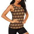 thumbnail image 2 of Gukieu Argyle of brown Print Women's Quick-drying Fitness Vest, Round Neck Sleeveless Fitness T-shirt, Suitable for Yoga, Sports-Small, 2 of 7
