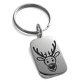 thumbnail image 1 of Stainless Steel Cute Reindeer Engraved Small Rectangle Dog Tag Charm Keychain Keyring, 1 of 1