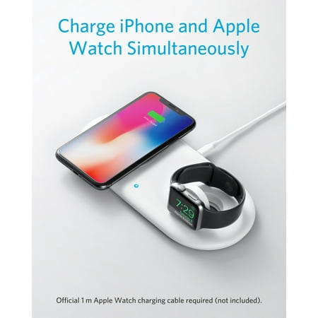 Anker - PowerWave+ Wireless Charging Pad with Watch Holder - White