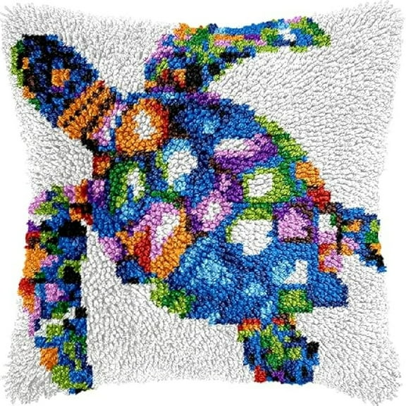 Latch Hook Pillow Kits Needlework Hook Latch Kit 17x17inch - Cartoon turtle