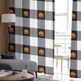 thumbnail image 4 of Sheer Curtains 63 inches Long, Halloween Orange Pumpkins in Retro Black and White Plaid Light Filtering Sheer Window Curtains Rod Pocket Voile Drapes for Bedroom Living Room, 52"W x 63"L 2 Panels, 4 of 7