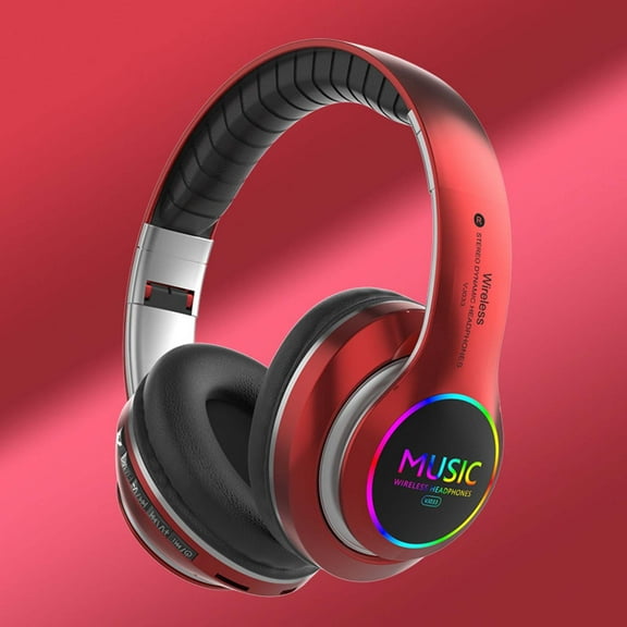 Oxodoi Bluetooth 5.1 Foldable Headphones,Wireless Over-Ear Headset with Subwoofer,Noise Cancellation,Built-in Mic,Long Battery Life,Rose Gold