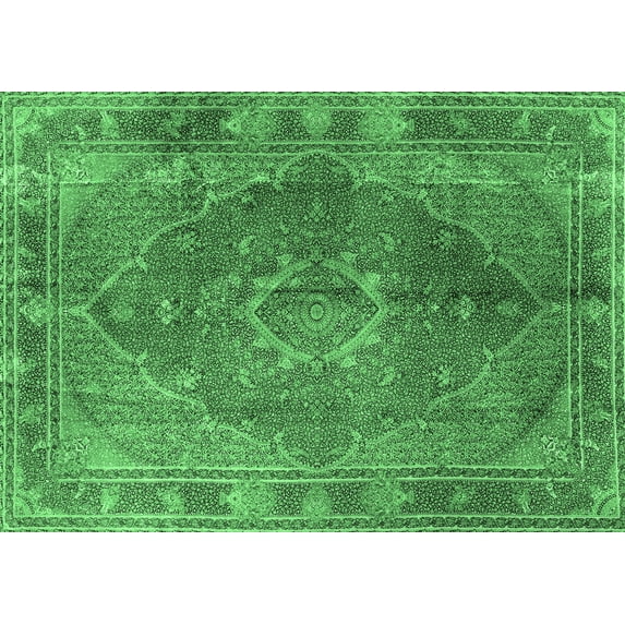Ahgly Company Indoor Rectangle Medallion Emerald Green Traditional Area Rugs, 2' x 3'