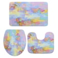 Blue Purple Oil Painting Bathroom Rugs Set Abstarct Blue Yellow Swashes ...