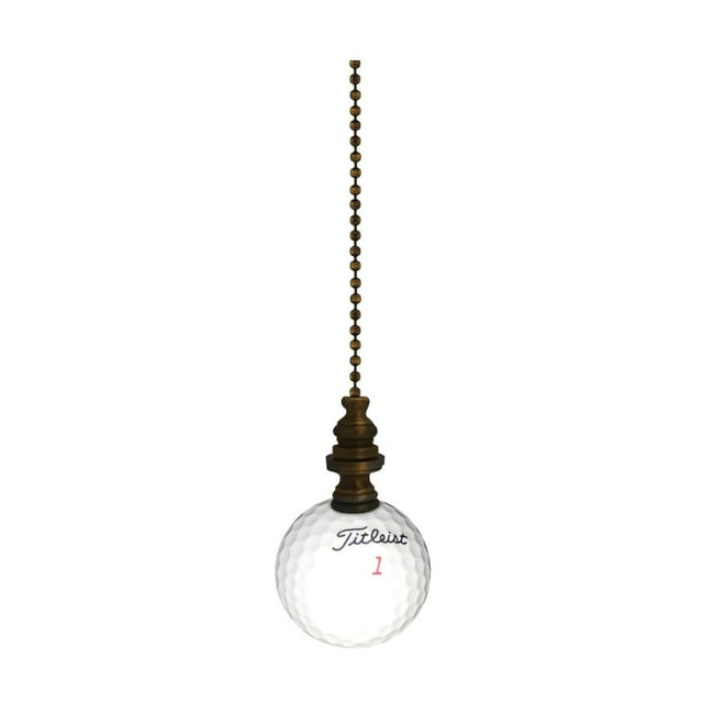 Golf Ball Ceiling Fan Pull, 2.25" h with 12" Antiqued Brass Chain