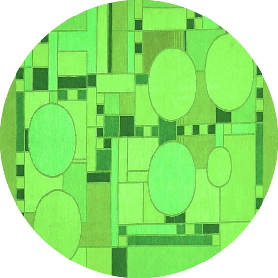 Ahgly Company Indoor Round Abstract Green Modern Area Rugs, 3' Round