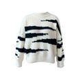 thumbnail image 5 of hirigin Fluffy Women Sweater Irregular Stripe Contrast Color Casual Loose Long Sleeves Pullover Tops Streetwear, 5 of 6