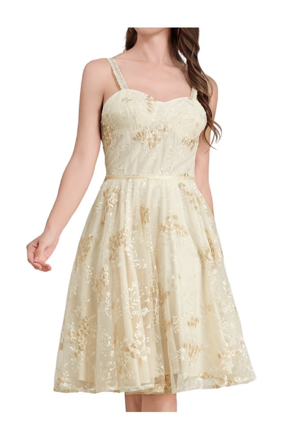 Women Spaghetti Strap Floral Lace Bridesmaid Cocktail Party Dress Wedding Guest Prom Dress