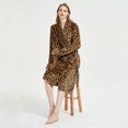 thumbnail image 3 of MerryLife Women Leopard Bathrobes Fuzzy Long Nightgown Adjustable Waist Belt Luxury Cheetah Print Petite Robes, 3 of 5