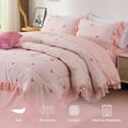 thumbnail image 5 of Rainbow Stripes & Bows Bedding Set,Ruffle 6 Piece Bed in a Bag Matching Sheet Set,Princess Style Chic Bow Printed,Light Pink Room Decor for Girls,Full, 5 of 8