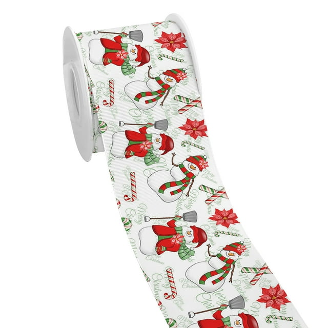 Holiday Merry Christmas Decoration Pattern Printed Grosgrain Satin Ribbon for Gift Wrapping Hair Bow Craft Accessory 50 Yards Jiayi