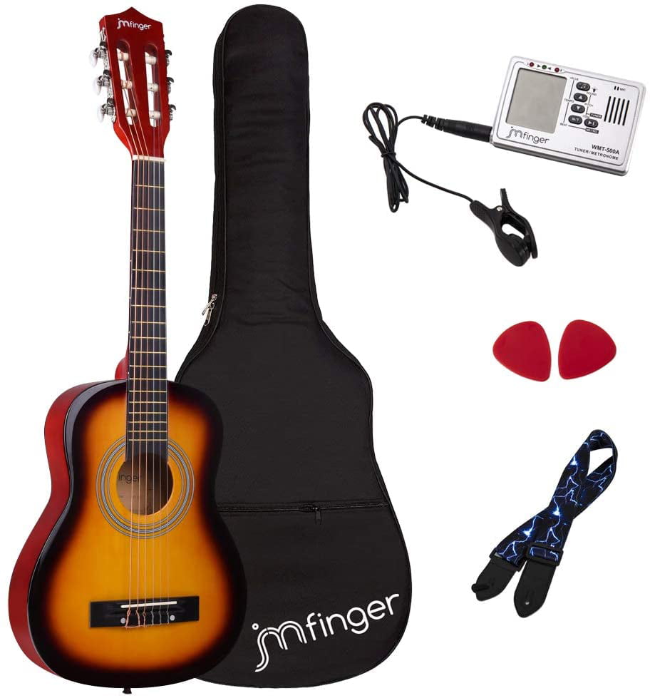 Guitar Hanger Steel String Wooden Guitar Beginners kits with Gig Bag String Winder 3 in 1 Metronome & Tuner JMFinger Classical Guitar Full Size 39 inch Strap Natural 4Picks 