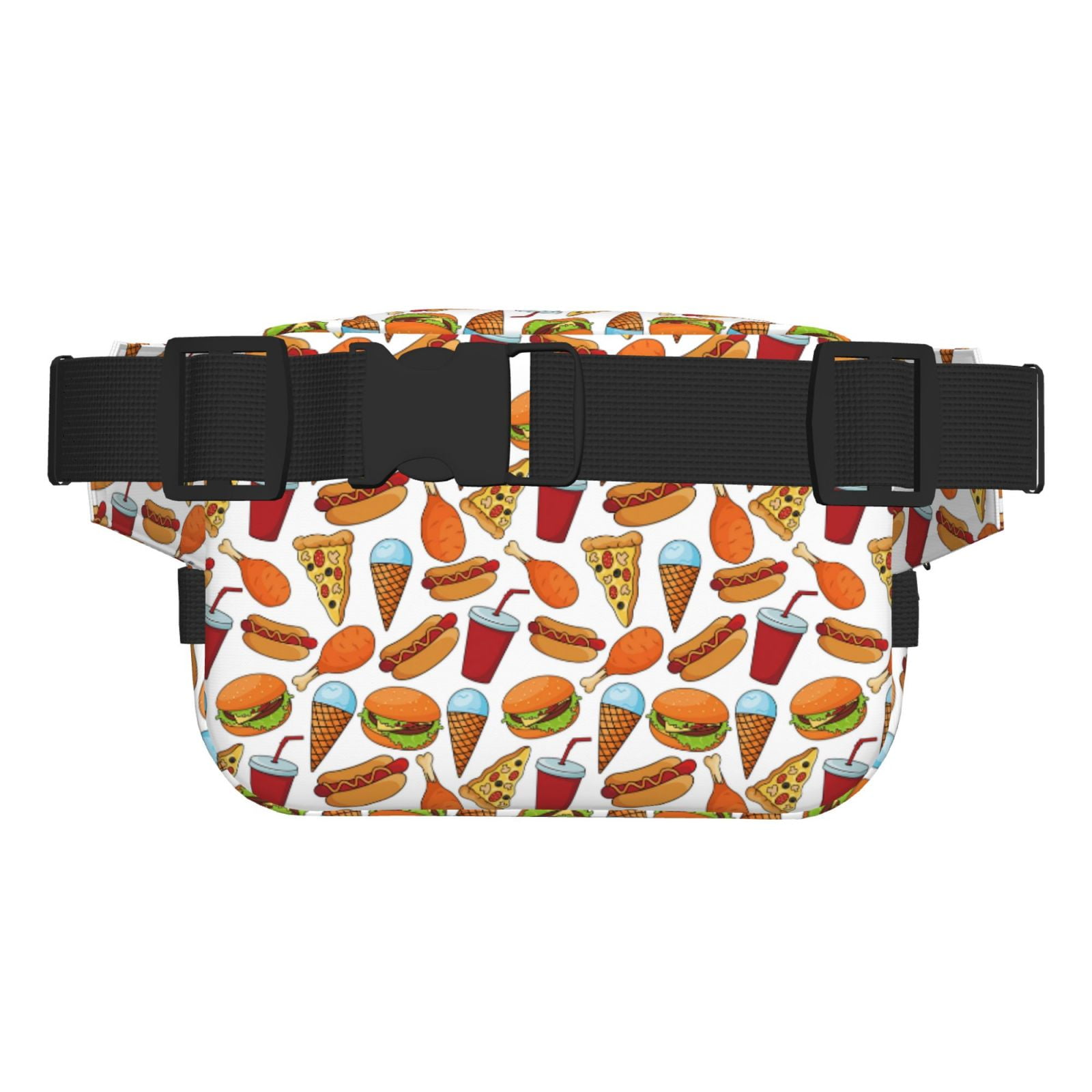 Picia Hot Dog Burger Print Square Double-Layer Waist Bag Mini Adjustable Waist Belt Bag Exercise Running Travel Hiking