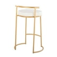 thumbnail image 6 of LumiSource Gold Metal, White PU Round Fuji 26" Fixed-Height Counter Stool - Set of 2, 6 of 8