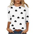 thumbnail image 3 of TaTaai Women's Casual Green Print Blouse Round Neck 3/4 Sleeve St. Patrick's Day T-Shirt Loose Fit Irish Holiday Spring Wear Gift, 3 of 5