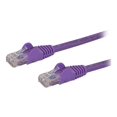 thumbnail image 1 of StarTech.com Ethernet, 10 Gigabit Snagless RJ45 650MHz 100W PoE CAT6 CAT 6 RJ-45 Fluke UTP TIA 9ft Câble Cordon de Raccordement, 10GbE Câble Réseau avec Soulagement de la Déformation, Violet, Testé / Câblage Est Certifié UL / - Catégorie 6 - 24AWG (N6PATCH9PL) - Câble de Raccordement - (M) à RJ-45 (M) - 9 ftTP, 1 of 3