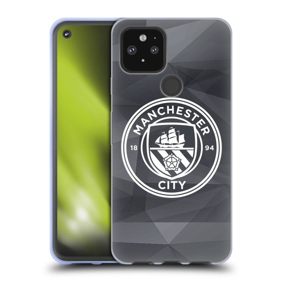 Head Case Designs Officially Licensed Manchester City Man City FC Badge Geometric Black White Mono Soft Gel Case Compatible with Google Pixel 5 5G